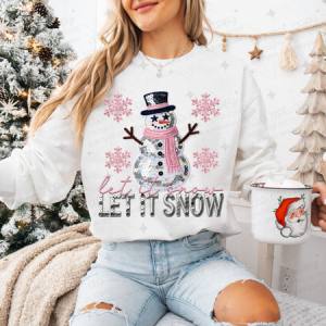 LET IT SNOW - FAUX SEQUIN/FAUX EMBROIDERY - DTF TRANSFER