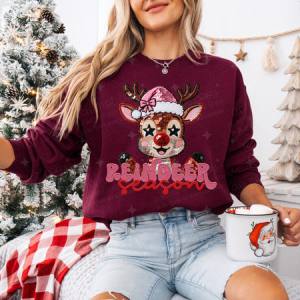 COQUETTE REINDEER SEASON - FAUX SEQUIN/FAUX EMBROIDERY - DTF TRANSFER