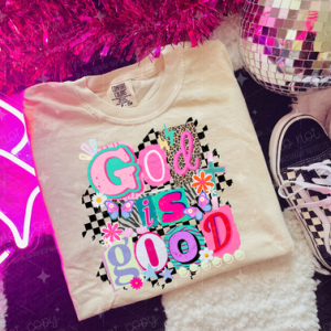 GOD IS GOOD CHECKERED BACKGROUND - DTF TRANSFER