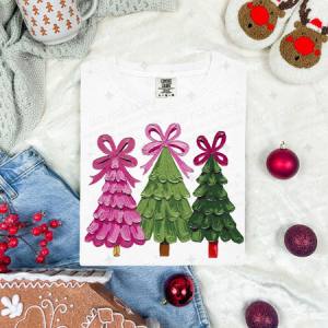 COQUETTE PAINTED PINK AND GREEN TREES - DTF TRANSFER