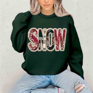 CHECKERED SNOW - FAUX YARN + FAUX SEQUIN - DTF TRANSFER