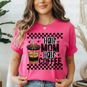 HALF MOM HALF COFFEE CHECKERED - DTF TRANSFER