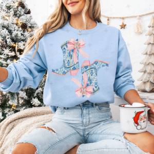 COQUETTE GINGERBREAD TOILE COWGIRL BOOTS - DTF TRANSFER