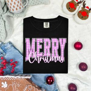 PURPLE CHECKERED MERRY CHRISTMAS - DTF TRANSFER