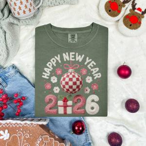 COQUETTE HAPPY NEW YEAR 2026 - FAUX YARN - DTF TRANSFER