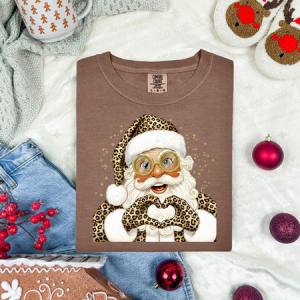 LEOPARD PRINT HAND HEART SANTA - DTF TRANSFER