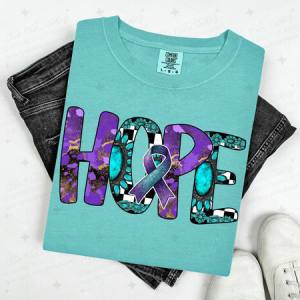 HOPE - PURPLE GOLD AND TURQUOISE LETTERS - DTF TRANSFER
