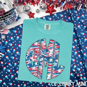 PATRIOTIC TIE DYE MONOGRAM - CUSTOM TRANSFER