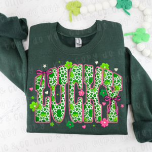 LUCKY PINK AND GREEN SHAMROCK - DTF TRANSFER