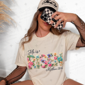 HE IS RISEN BLACK FAUX YARN - DTF TRANSFER