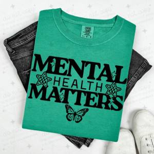 MENTAL HEALTH MATTERS - CHECKERED STARS AND BUTTERFLY - DTF TRANSFER