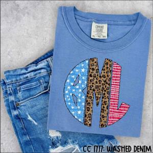 STARS, STRIPES & LEOPARD MONOGRAM - CUSTOM TRANSFER