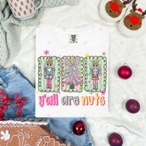 COQUETTE Y'ALL ARE NUTS CHRISTMAS TREE AND NUTCRACKERS - DTF TRANSFER