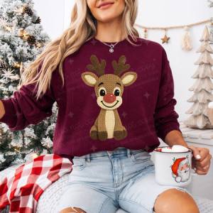 CUTE BOY REINDEER - FAUX YARN - DTF TRANSFER