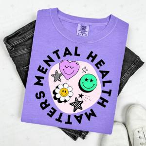 MENTAL HEALTH MATTERS - SMILEY FACES AND STARS - DTF TRANSFER