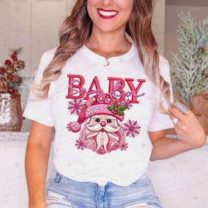 SANTA BABY - FAUX EMBROIDERY/FAUX RHINESTONES - DTF TRANSFER