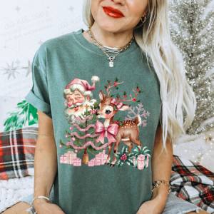 COQUETTE PINK SANTA & REINDEER - DTF TRANSFER