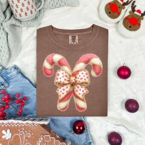 COQUETTE PINK CANDY CANES - FAUX YARN - DTF TRANSFER