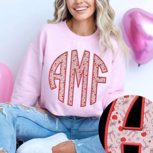 CHERRY HEARTS COQUETTE MONOGRAM - CUSTOM TRANSFER