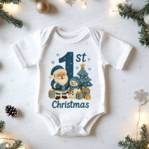 BLUE 1ST CHRISTMAS - FAUX YARN - DTF TRANSFER