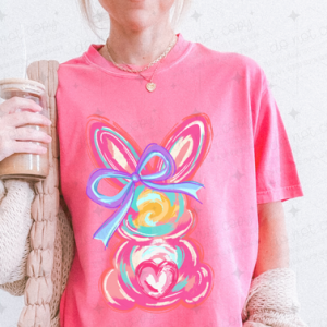 PINK BRUSHSTROKE BUNNY - DTF TRANSFER