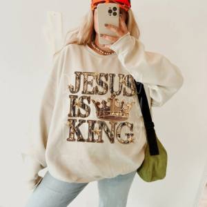 JESUS IS KING - FAUX EMBROIDERY - DTF TRANSFER