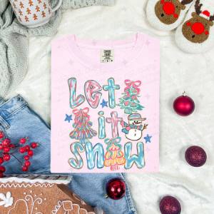 COQUETTE LET IT SNOW CHRISTMAS TREES AND SNOWMAN - DTF TRANSFER