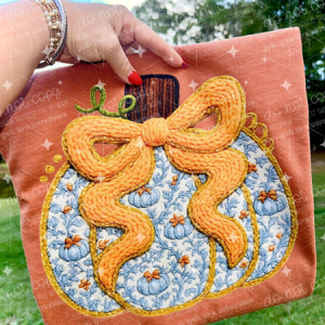 BLUE PUMPKIN FAUX YARN - DTF TRANSFER