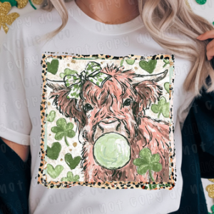SAINT PATRICK'S DAY HIGHLAND COW - DTF TRANSFER