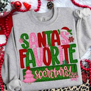SANTA'S FAVORITE SECRETARY - FAUX YARN - DTF TRANSFER