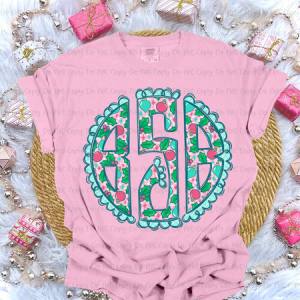 PINK & BLUE CHRISTMAS MONOGRAM - CUSTOM TRANSFER
