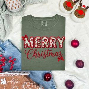 COQUETTE FLORAL MERRY CHRISTMAS - FAUX YARN - DTF TRANSFER