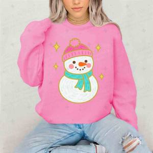 PAINTED SNOWMAN - FAUX GLITTER - DTF TRANSFER