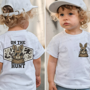 ON THE HUNT RABBIT - FRONT+BACK - DTF TRANSFER