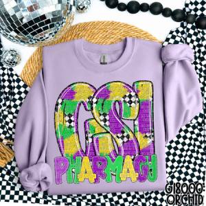 MARDI GRAS INITIAL & MASCOT NAMES - CUSTOM TRANSFER