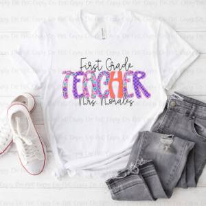WILD PANSIES TEACHER WITH NAME - CUSTOM TRANSFER