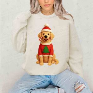 CHRISTMAS GOLDEN RETRIEVER - FAUX YARN - DTF TRANSFER