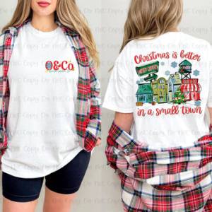 TRADITIONAL CHRISTMAS BETTER IN A SMALL TOWN - BUSINESS NAMES - FRONT+BACK - CUSTOM TRANSFER