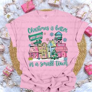 PINK CHRISTMAS BETTER IN A SMALL TOWN - BUSINESS NAMES - FRONT+BACK - CUSTOM TRANSFER