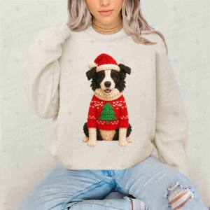 CHRISTMAS BORDER COLLIE - FAUX YARN - DTF TRANSFER