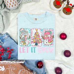 COQUETTE LET IT SNOW CHRISTMAS TREE AND SNOWMEN - DTF TRANSFER