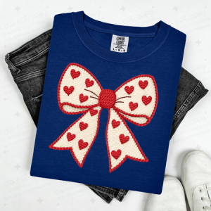 COQUETTE RED HEARTS BOW - FAUX YARN - DTF TRANSFER