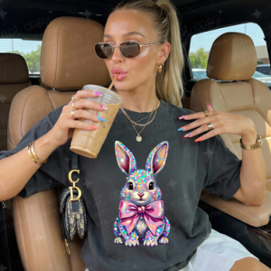 SPARKLE BUNY WITH BOW - DTF TRANSFER