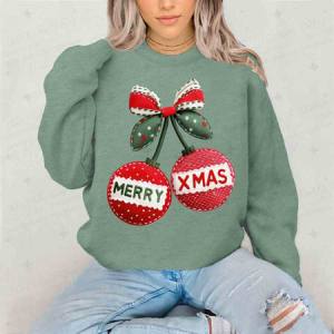 COQUETTE MERRY XMAS CHERRY ORNAMENTS - FAUX YARN - DTF TRANSFER