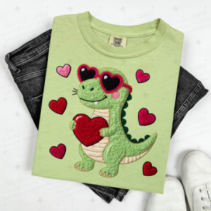 COOL VALENTINES DINO - FAUX YARN - DTF TRANSFER