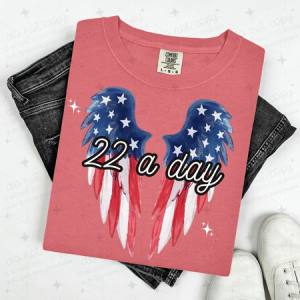 22 A DAY - AMERICAN FLAG ANGEL WINGS - DTF TRANSFER