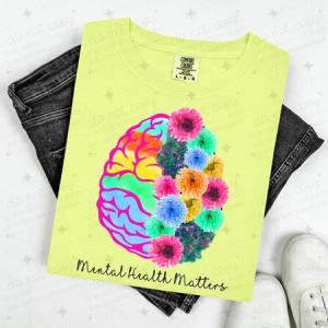 MENTAL HEALTH MATTERS - BRIGHT BRAIN HALF FLORAL - DTF TRANSFER