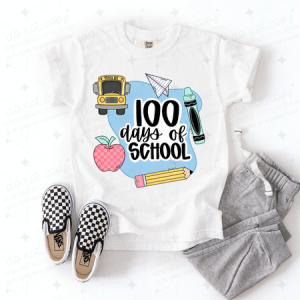 100 DAYS OF SCHOOL - BLUE - DTF TRANSFER