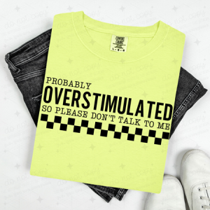 PROBABLY OVERSTIMULATED SO PLEASE DON'T TALK TO ME - BLACK TEXT - DTF TRANSFER