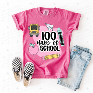 100 DAYS OF SCHOOL - PINK - DTF TRANSFER